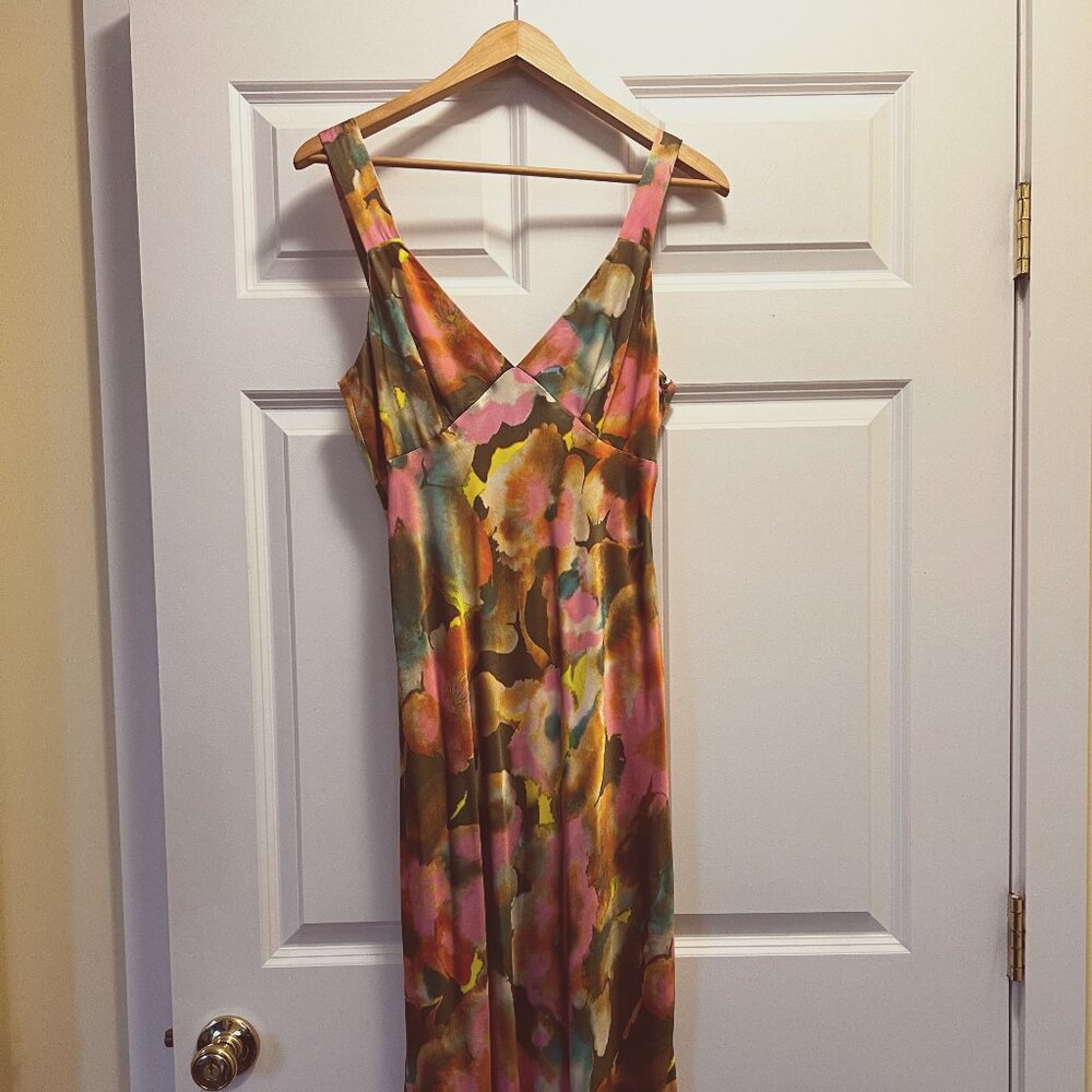 Rails S Long Satin Soft Pastel Multi_Color Dress